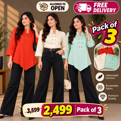 Elegant Pastel Button-Down Top – Irish Cotton top